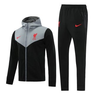 Sweat Shirt Capuche Liverpool 2021 2022 Gris Noir Sweat Shirt Capuche Liverpool 2021 2022 Gris Noir