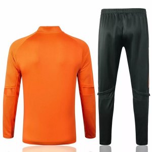 Survetement Manchester United 2020 2021 Orange Noir