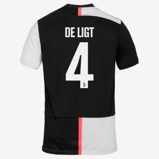 Maillot Juventus NO.4 De Ligt Domicile 2019 2020 Blanc Noir