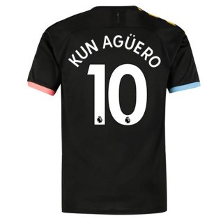 Maillot Manchester City NO.10 Kun Aguero Exterieur 2019 2020 Noir