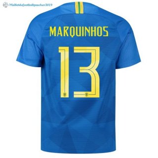 Maillot Brésil Exterieur Marquinhos 2018 Bleu