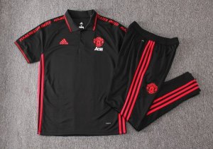 Polo Ensemble Complet Manchester United 2019 2020 Noir Rouge