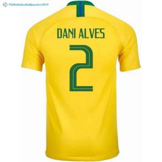 Maillot Brésil Domicile Dani Alves 2018 Jaune