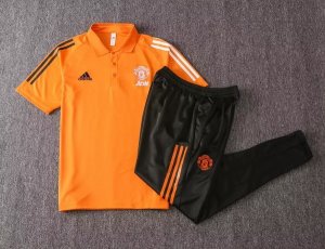 Polo Ensemble Complet Manchester United 2020 2021 Orange Noir