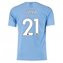 Maillot Manchester City NO.21 Silva Domicile 2019 2020 Bleu