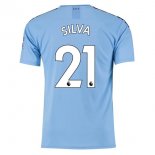 Maillot Manchester City NO.21 Silva Domicile 2019 2020 Bleu
