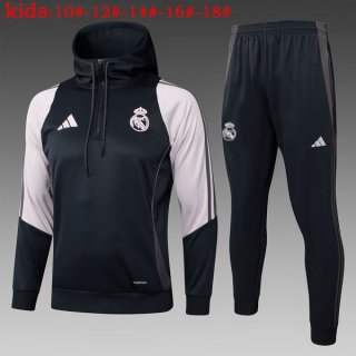Enfant Sweat Shirt Capuche Real Madrid 2025-2026 Noir Rose Enfant Sweat Shirt Capuche Real Madrid 2025-2026 Noir Rose