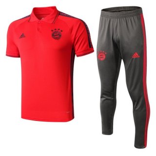 Polo Ensemble Complet Bayern Munich 2019 2020 Rouge Gris