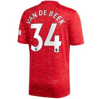 Maillot Manchester United NO.34 Van De Beek Domicile 2020 2021 Rouge