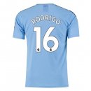 Maillot Manchester City NO.16 Rodrigo Domicile 2019 2020 Bleu