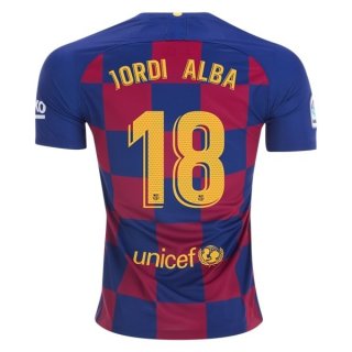 Maillot Barcelona NO.18 Jordi Alba Domicile 2019 2020 Bleu Rouge