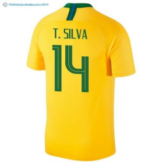 Maillot Brésil Domicile T.Silva 2018 Jaune