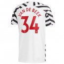 Maillot Manchester United NO.34 Van De Beek Third 2020 2021 Blanc