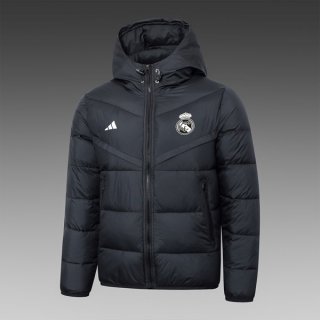 Manteau de duvet Real Madrid 2024 2025 Noir Manteau de duvet Real Madrid 2024 2025 Noir