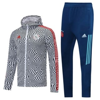 Coupe Vent Ajax Ensemble Complet 2021 2022 Blanc Bleu Coupe Vent Ajax Ensemble Complet 2021 2022 Blanc Bleu