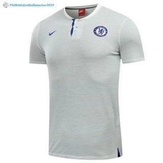 Polo Chelsea 2017 2018 Blanc Bleu Polo Chelsea 2017 2018 Blanc Bleu