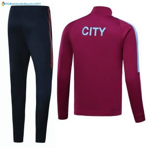 Survetement Manchester City 2017 2018 Rouge Marine Noir