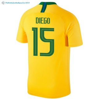 Maillot Brésil Domicile Diego 2018 Jaune