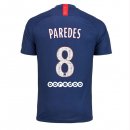 Maillot Paris Saint Germain NO.8 Paredes Domicile 2019 2020 Bleu