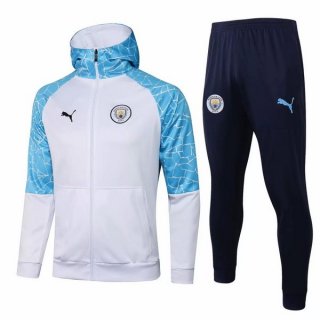 Sweat Shirt Capuche Manchester City 2021 2022 Bleu Blanc