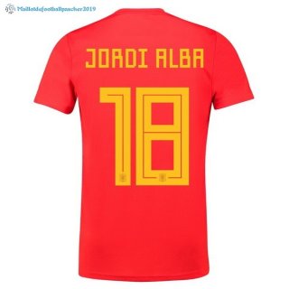 Maillot Espagne Domicile Jordi Alba 2018 Rouge