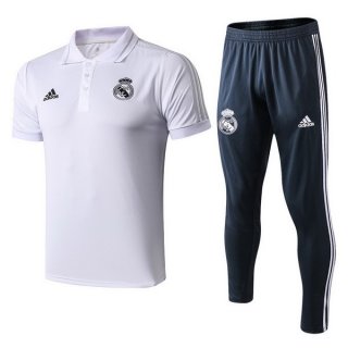 Polo Ensemble Complet Real Madrid 2018 2019 Blanc Bleu