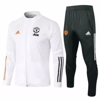 Survetement Manchester United 2020 2021 Blanc Noir Orange