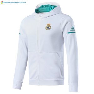 Sweat Shirt Capuche Real Madrid 2017 2018 Blanc Vert