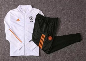 Survetement Manchester United 2020 2021 Blanc Noir Orange