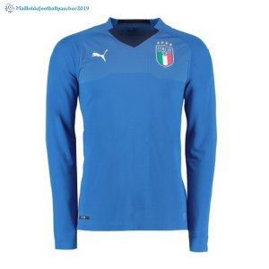 Maillot Italie Domicile Manga Larga 2018 Bleu