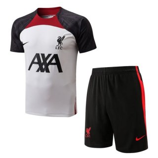 Maillot Entrainement Liverpool Ensemble Complet 2022 2023 Blanc Gris Maillot Entrainement Liverpool Ensemble Complet 2022 2023 Blanc Gris
