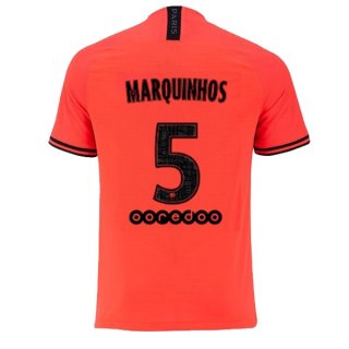 JORDAN Maillot Paris Saint Germain NO.5 Marquinhos Exterieur 2019 2020 Orange JORDAN Maillot Paris Saint Germain NO.5 Marquinhos Exterieur 2019 2020 Orange