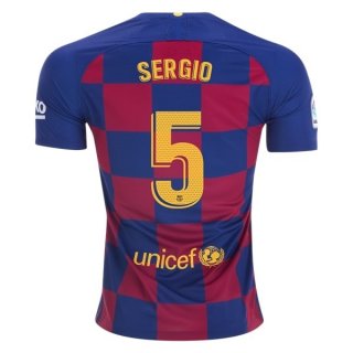 Maillot Barcelona NO.5 Sergio Domicile 2019 2020 Bleu Rouge