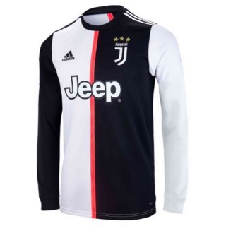 Maillot Juventus Domicile ML 2019 2020 Blanc Noir Maillot Juventus Domicile ML 2019 2020 Blanc Noir