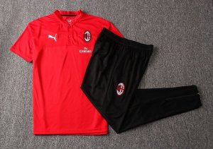 Polo Ensemble Complet AC Milan 2019 2020 Rouge Noir