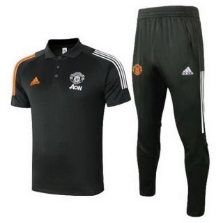 Polo Ensemble Complet Manchester United 2020 2021 Noir