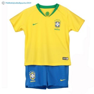 Maillot Brésil Domicile Enfant Ensemble 2018 Jaune