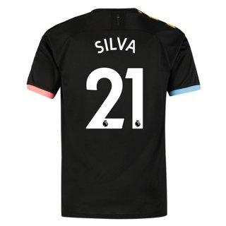 Maillot Manchester City NO.21 Silva Exterieur 2019 2020 Noir Maillot Manchester City NO.21 Silva Exterieur 2019 2020 Noir