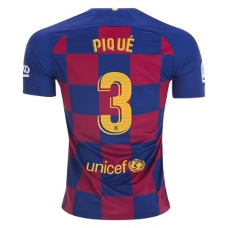 Maillot Barcelona NO.3 Pique Domicile 2019 2020 Bleu Rouge