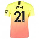 Maillot Manchester City NO.21 Silva Third 2019 2020 Orange