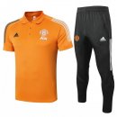 Polo Ensemble Complet Manchester United 2020 2021 Orange Noir