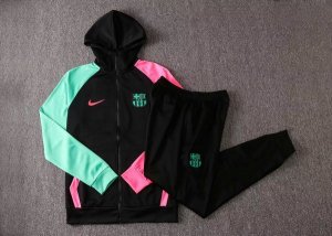 Sweat Shirt Capuche Barcelona 2020 2021 Noir Vert Rose