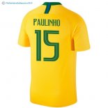 Maillot Brésil Domicile Paulinho 2018 Jaune