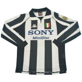 Maillot Juventus Domicile ML Retro 1997 1998 Noir Blanc Maillot Juventus Domicile ML Retro 1997 1998 Noir Blanc