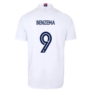 Maillot Real Madrid Domicile NO.9 Benzema 2020 2021 Blanc Maillot Real Madrid Domicile NO.9 Benzema 2020 2021 Blanc