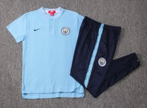 Polo Ensemble Complet Manchester City 2018 2019 Bleu Clair