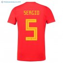 Maillot Espagne Domicile Sergio 2018 Rouge