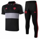 Polo Ensemble Complet Manchester United 2018 2019 Noir Gris