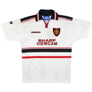 Thailande Maillot Manchester United Exterieur Retro 1998 1999 Blanc Thailande Maillot Manchester United Exterieur Retro 1998 1999 Blanc