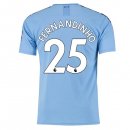 Maillot Manchester City NO.25 Fernandinho Domicile 2019 2020 Bleu